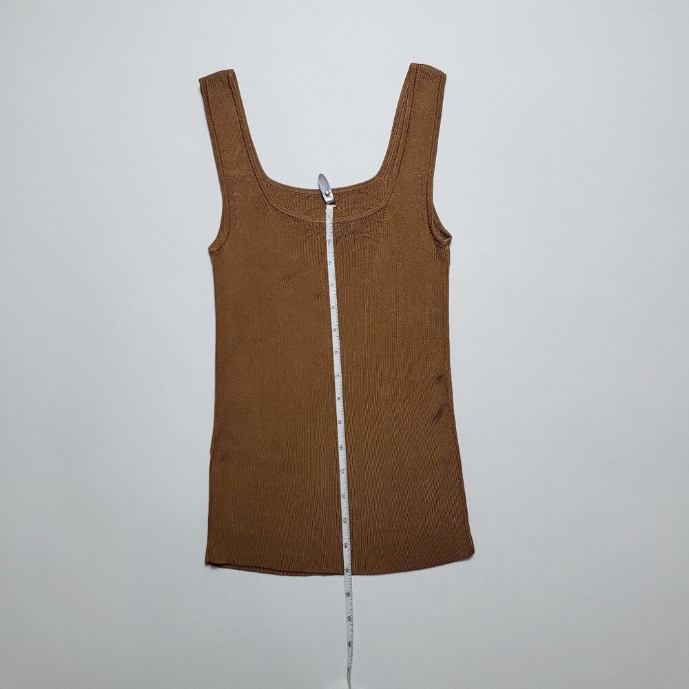 Madewell Rib Square-Neck Sweater Tank Womens XXS Golden Bronze Brown Stylish Top - Picture 10 of 16
